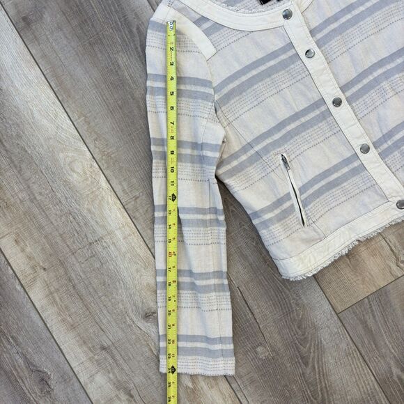 Jack BB Dakota Womens Striped Linen Blazer Jacket Size L Neutral Chic Coastal - Picture 9 of 13